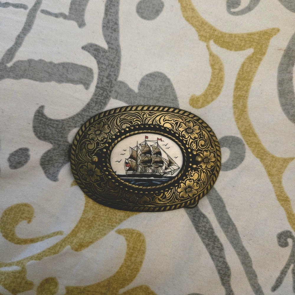 Vintage Ship Belt Buckle - Unisex